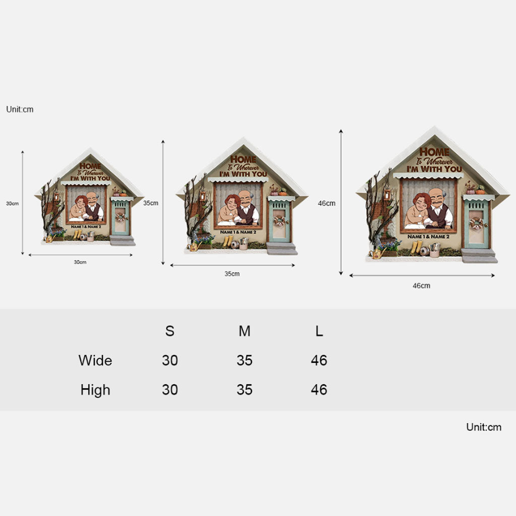 Home Is Wherever I'm With You - Personalized Couple Wood Sign With 3D Pattern Print