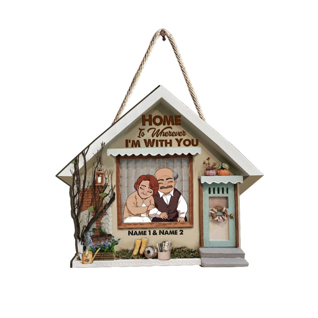 Home Is Wherever I'm With You - Personalized Couple Wood Sign With 3D Pattern Print