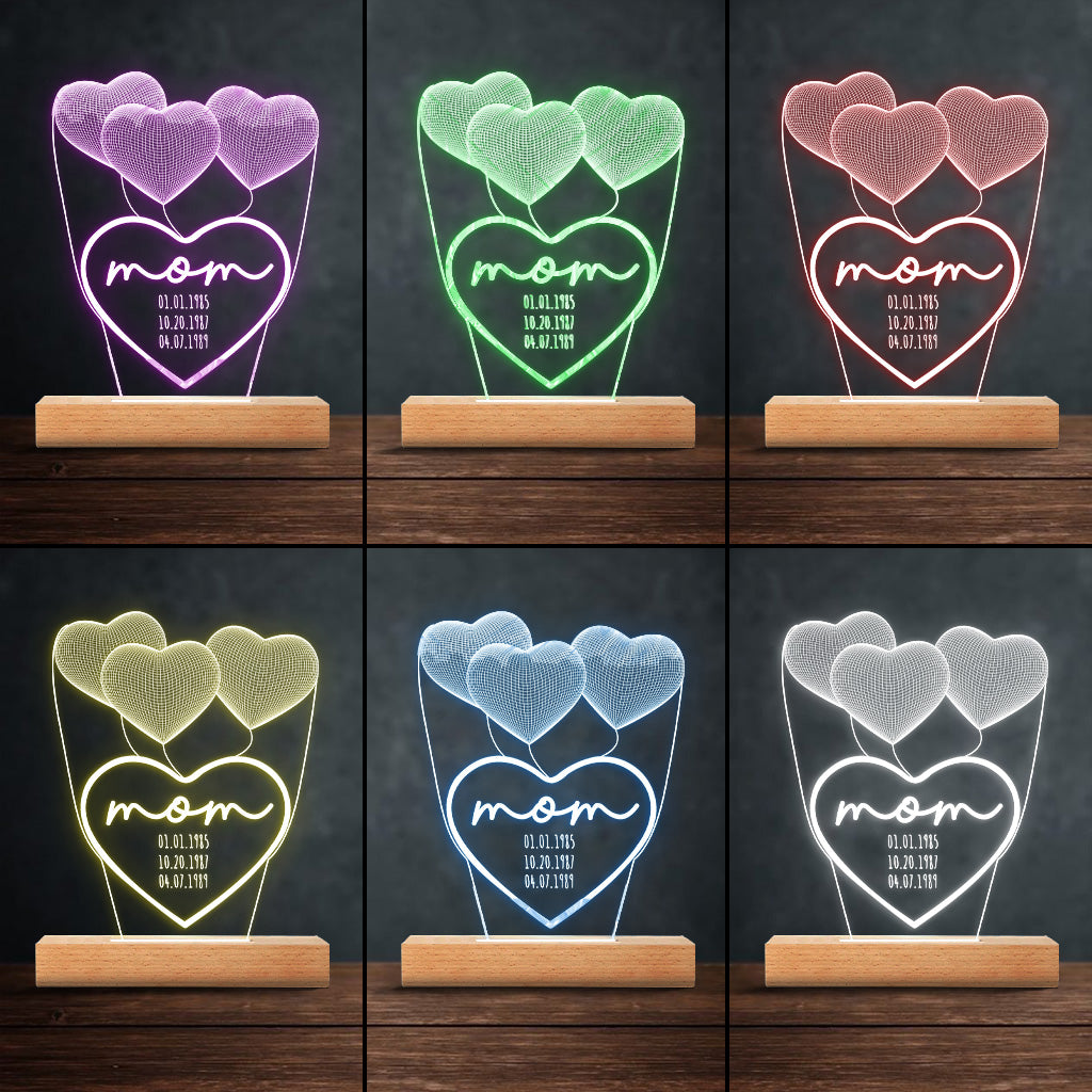 Love You Mom - Gift for mom, grandma, grandpa, husband, wife, dad - Personalized Shaped Plaque Light Base