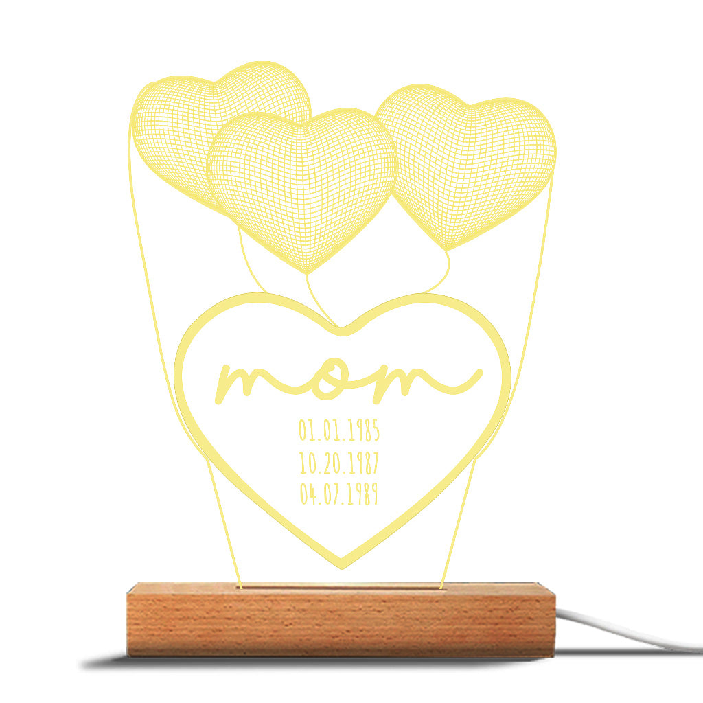 Love You Mom - Gift for mom, grandma, grandpa, husband, wife, dad - Personalized Shaped Plaque Light Base