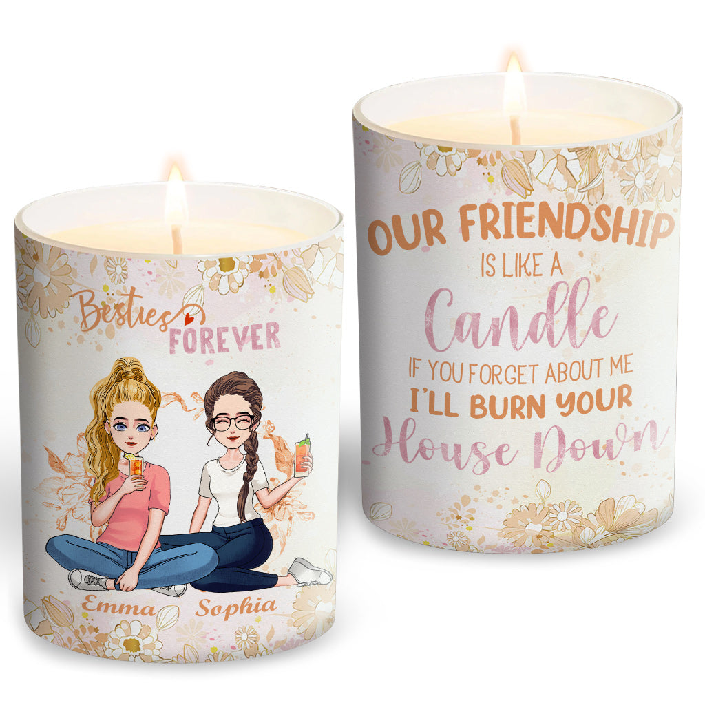 Our Frienship Is Like This Candle - Personalized Bestie Candle With Wooden Lid