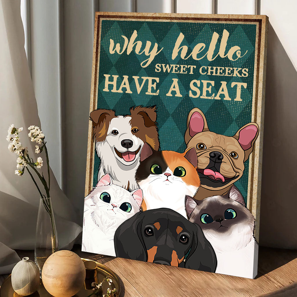 Why Hello Sweet Cheeks - Personalized Dog Canvas And Poster