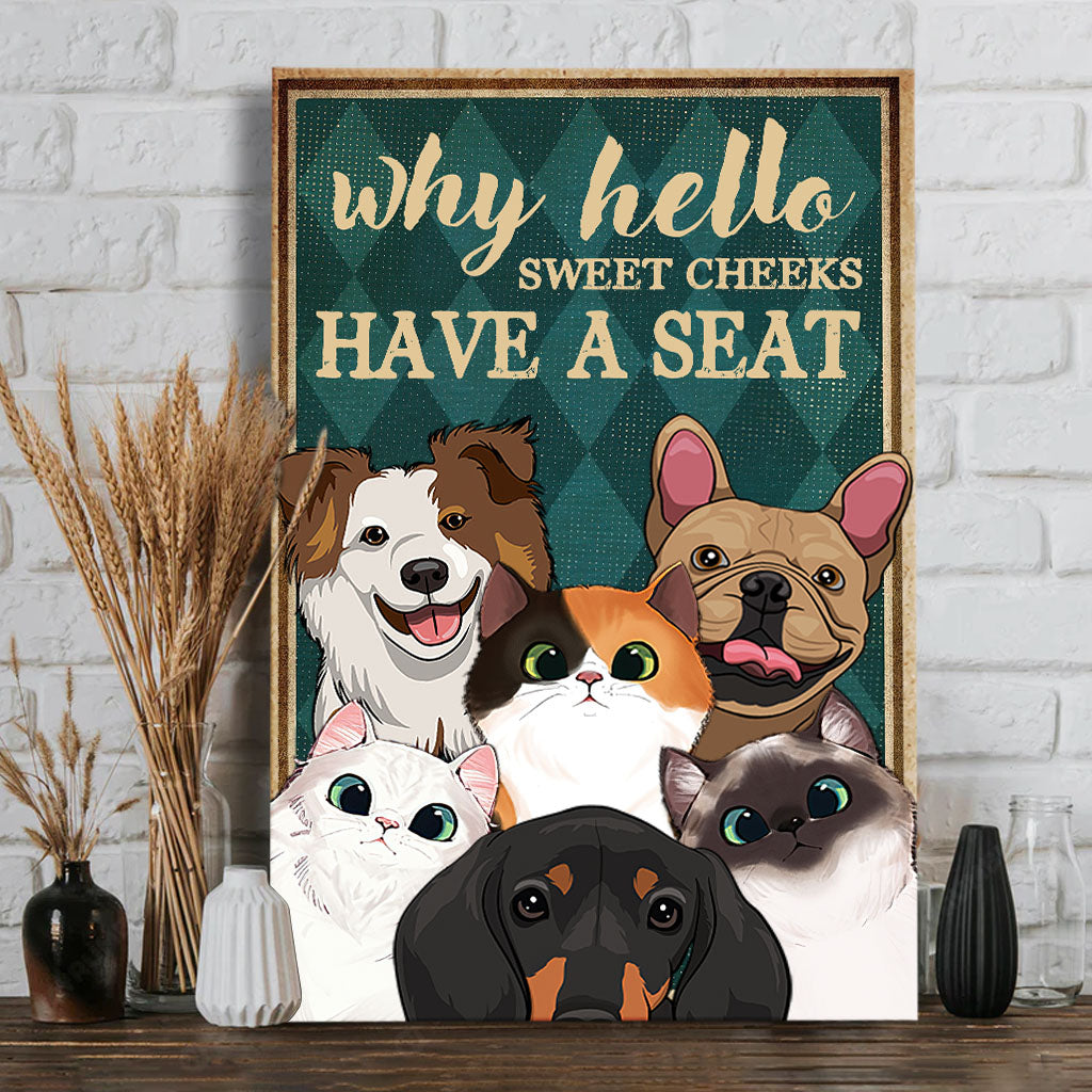 Why Hello Sweet Cheeks - Personalized Dog Canvas And Poster