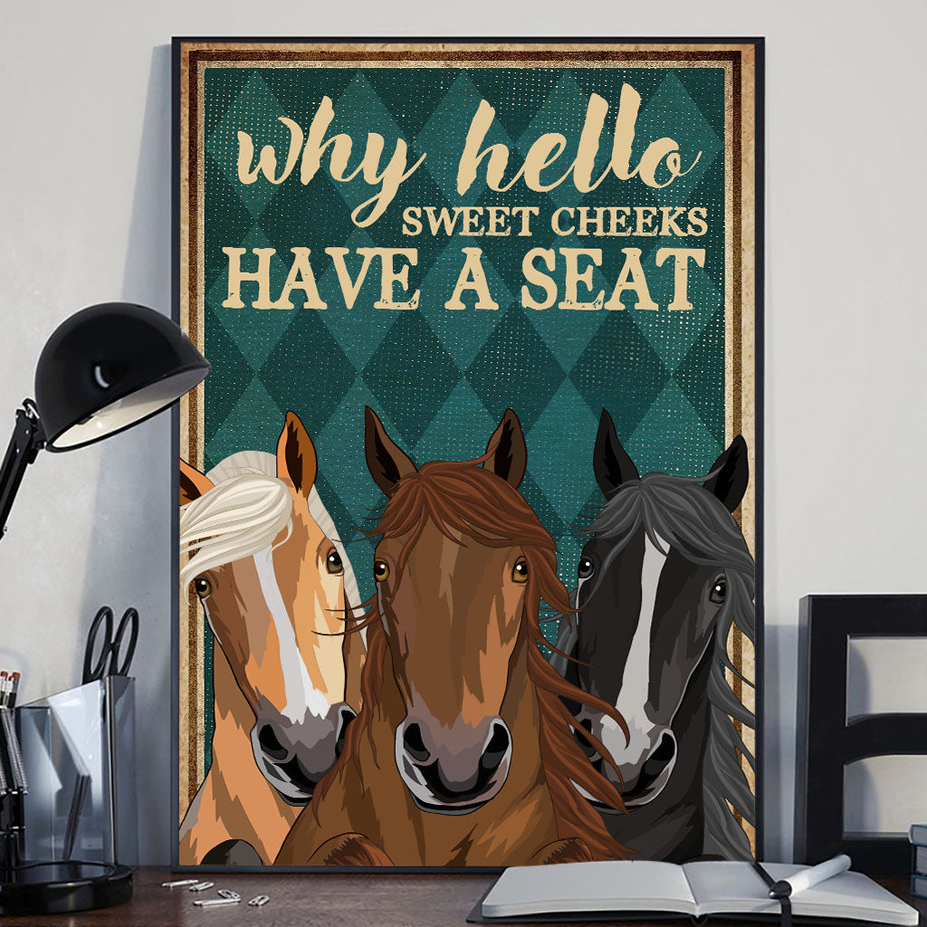 Why Hello Sweet Cheeks - Personalized Horse Canvas And Poster