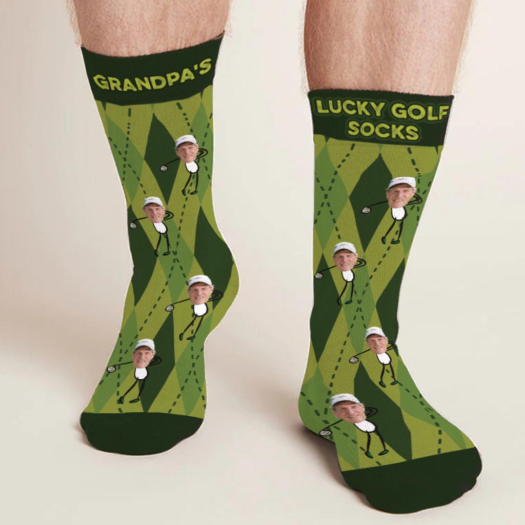 Grandpa's Lucky Golf Socks - Personalized Father's Day Grandpa Socks