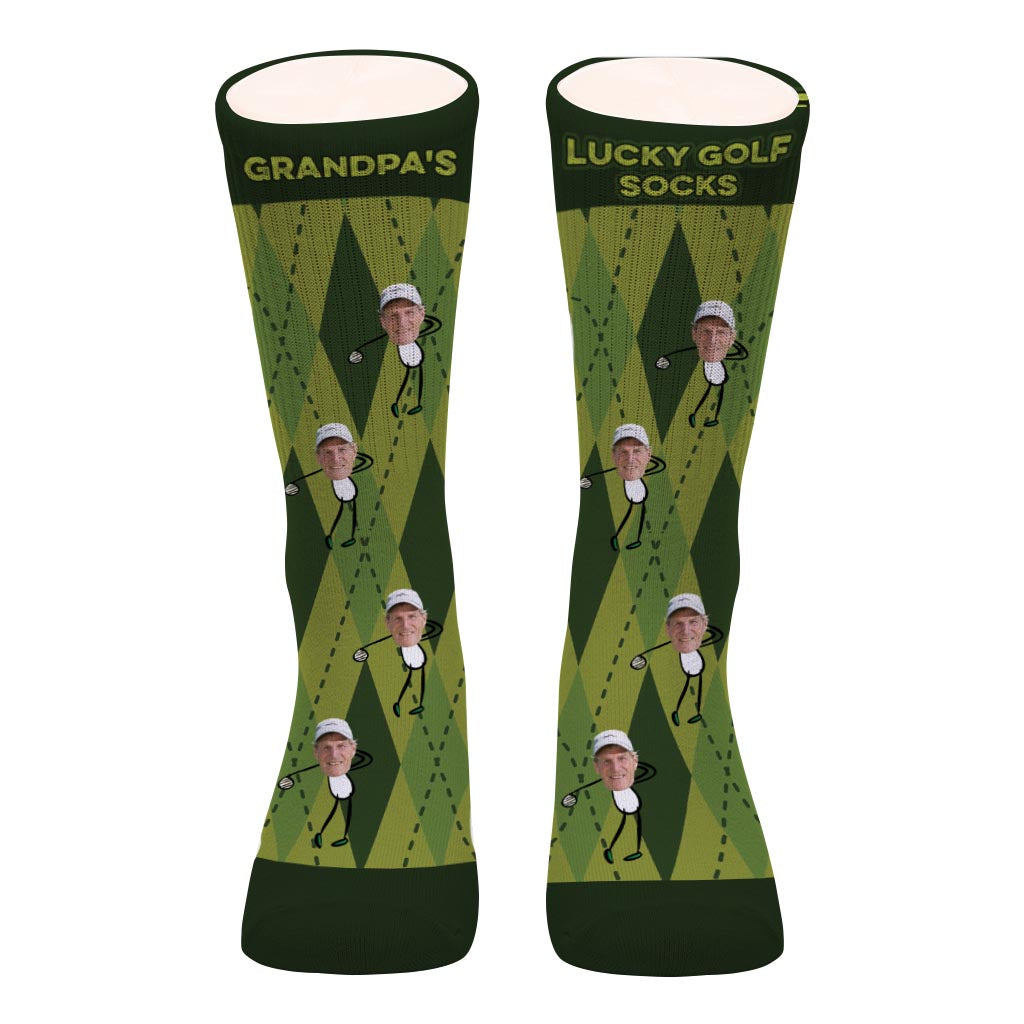 Grandpa's Lucky Golf Socks - Personalized Father's Day Grandpa Socks