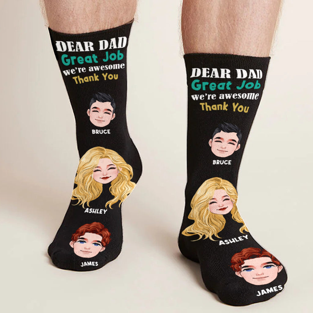 Dear Dad Great Job - Personalized Father Socks