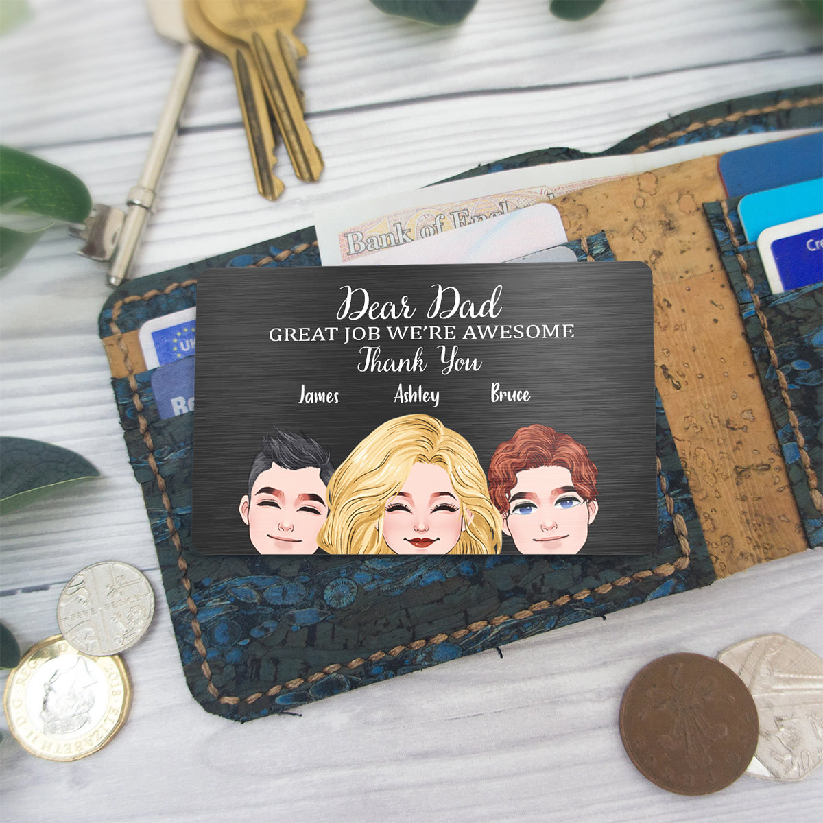 Dear Dad Great Job - Personalized Father Wallet Insert Card