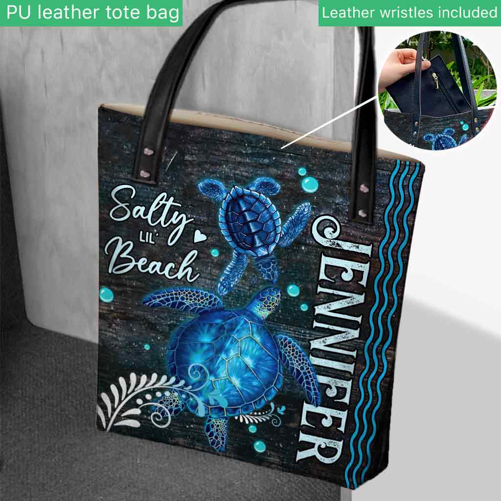 Salty Lil' Beach - Personalized Turtle Tote Bag