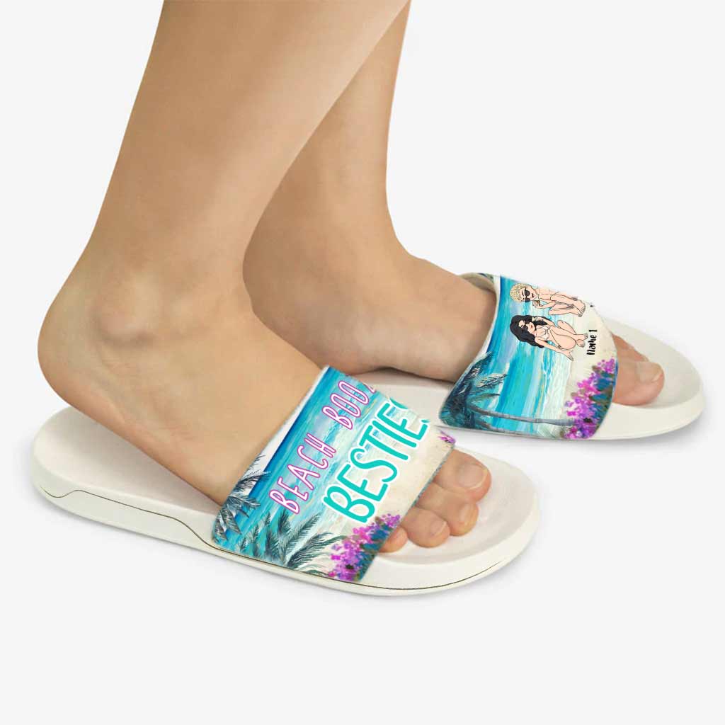 Beach Boozes Besties - Personalized Sea Lover Slide Sandals