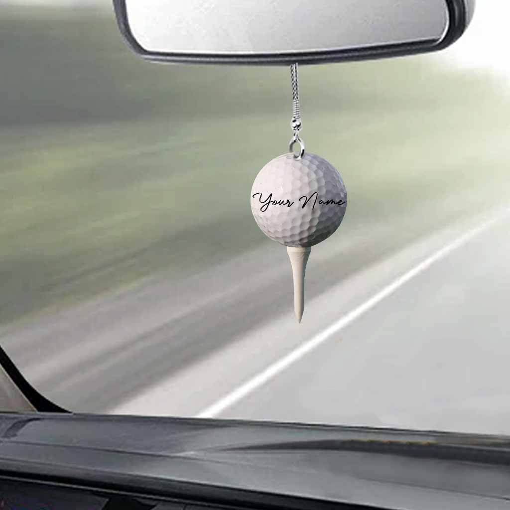 Golf Tee Personalized Car Ornament (Printed On Both Sides)