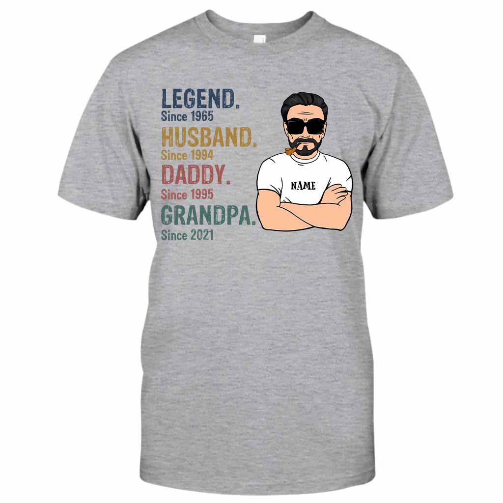 Legend Husband Daddy Grandpa - Personalized Dad T-shirt and Hoodie 062021