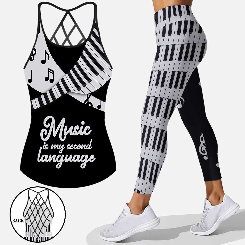 Discover Music Lovers - Piano Cross Tank Top and Leggings