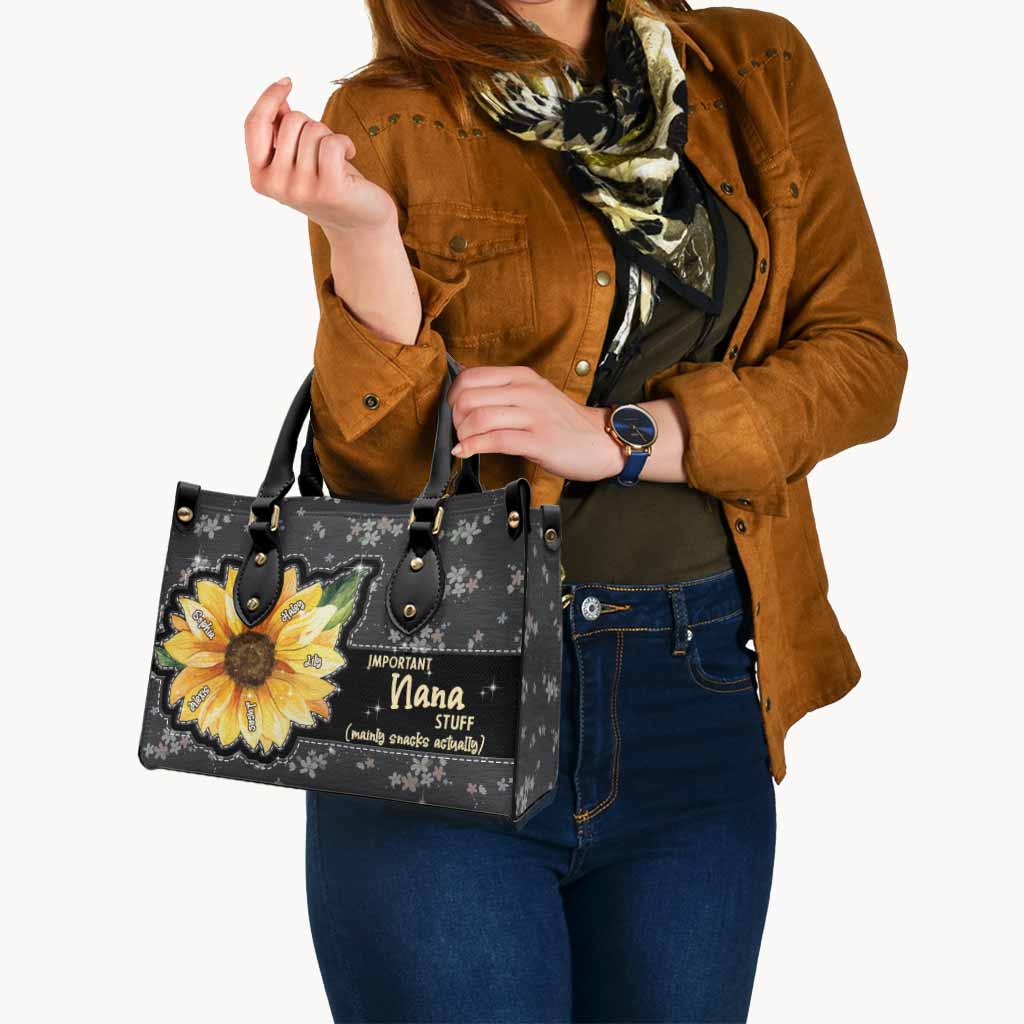 Grandma's Little Sunshine Sunflower - Personalized Leather Handbag