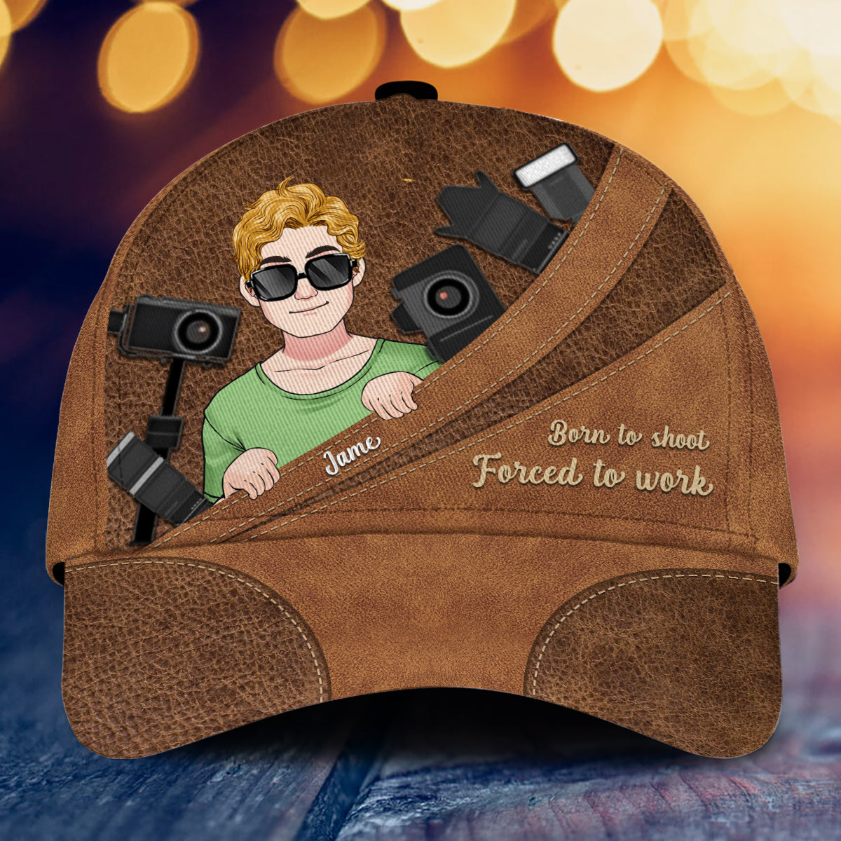 Born To Shoot Forced To Work - Personalized Photography Classic Cap