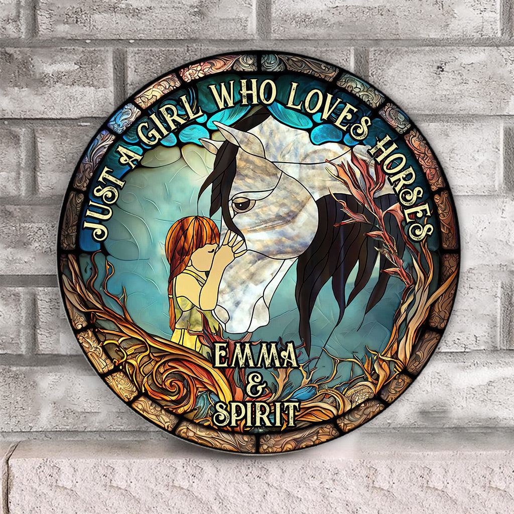 Just A Girl Who Loves Horses - Personalized Horse Round Wood Sign