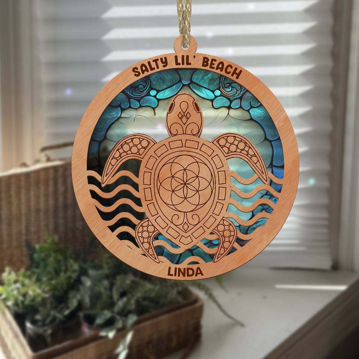 Colorful Ocean - Personalized Turtle Suncatcher