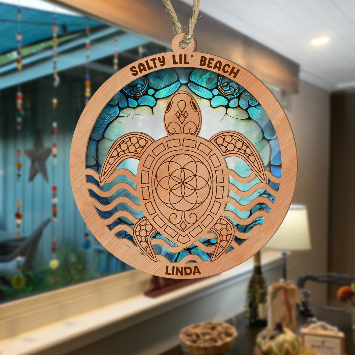 Colorful Ocean - Personalized Turtle Suncatcher