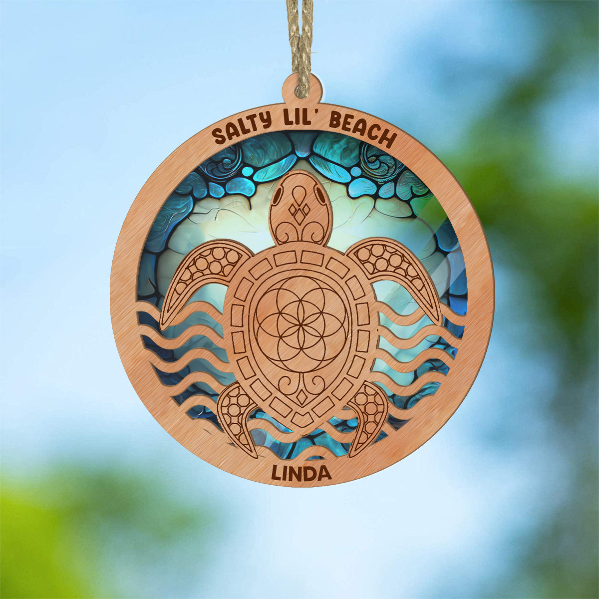 Colorful Ocean - Personalized Turtle Suncatcher