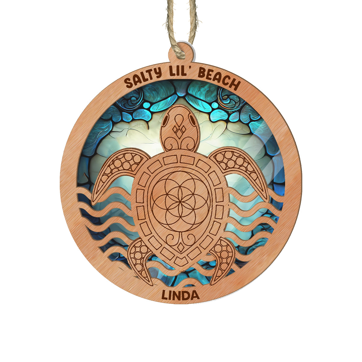 Colorful Ocean - Personalized Turtle Suncatcher