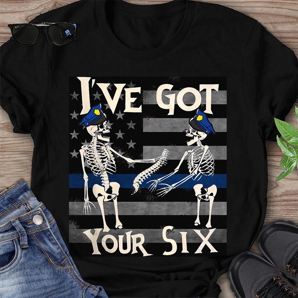 Discover I've Got Your Six Funny Skeletons Halloween - Police Officer T-shirt And Hoodie