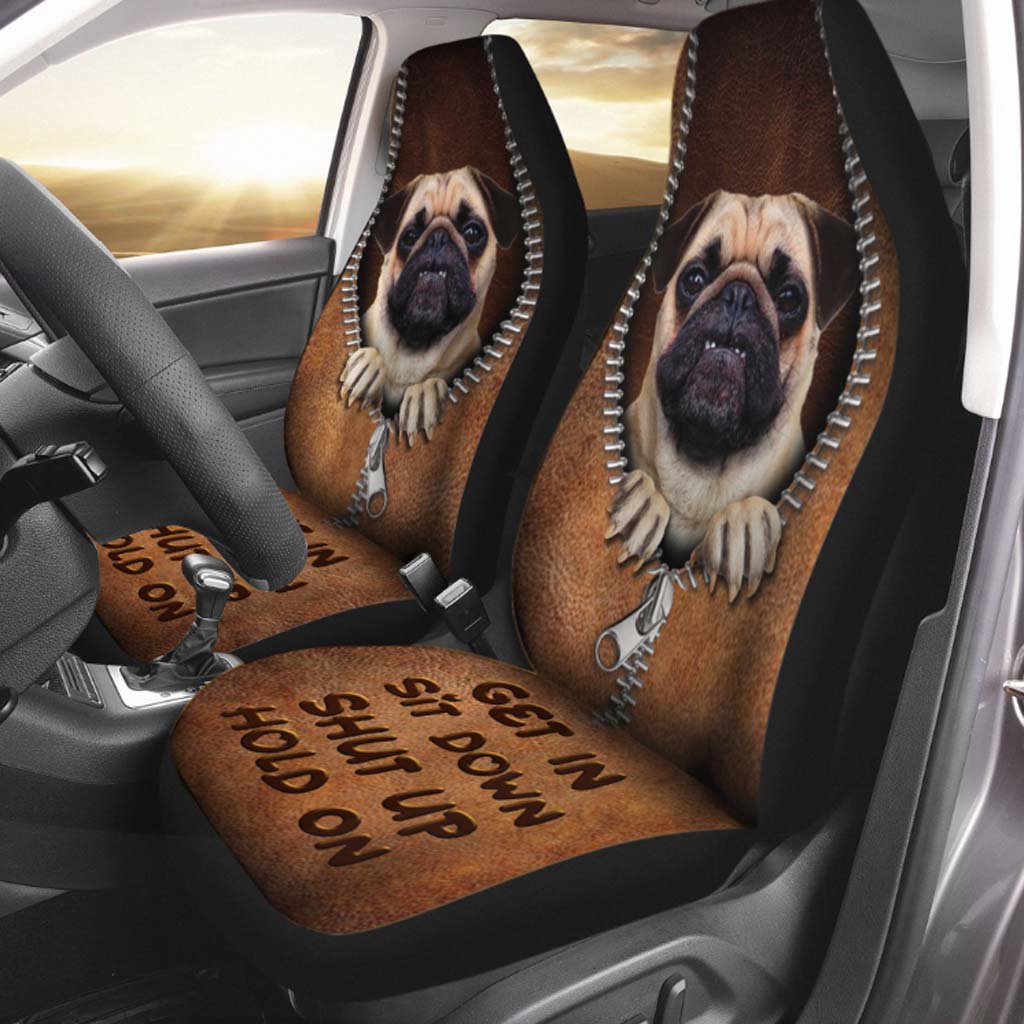 Get In Sit Down Shut Up Hold On - Dog Seat Covers With Leather Pattern Print