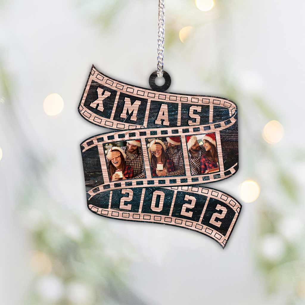Couple Film Roll Christmas 2022 - Personalized Christmas Couple Ornament (Printed On Both Sides)
