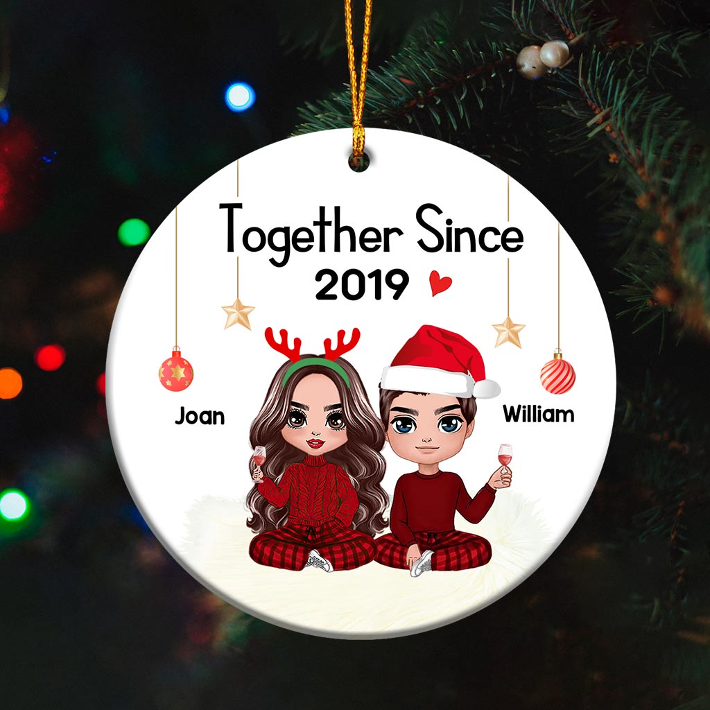 Together - Personalized Christmas Couple Ornament (Printed On Both Sides)