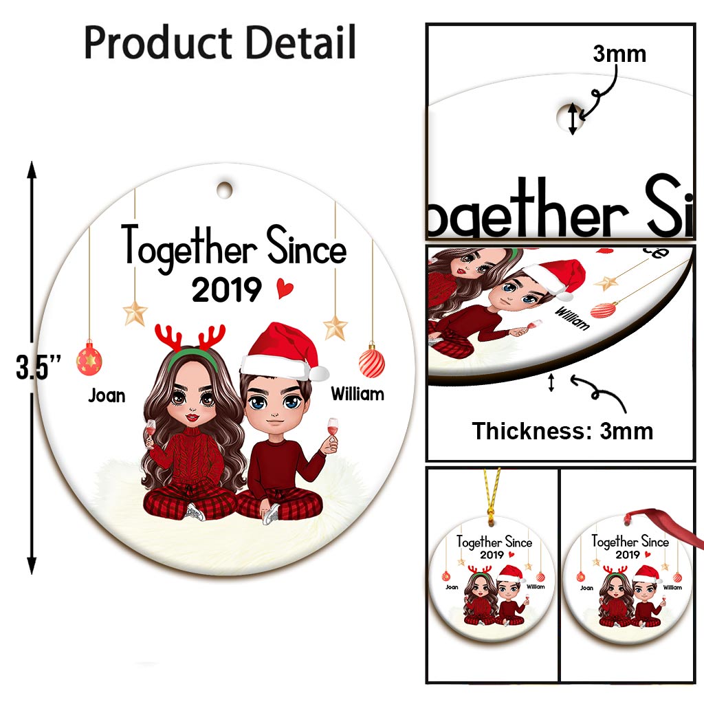 Together - Personalized Christmas Couple Ornament (Printed On Both Sides)