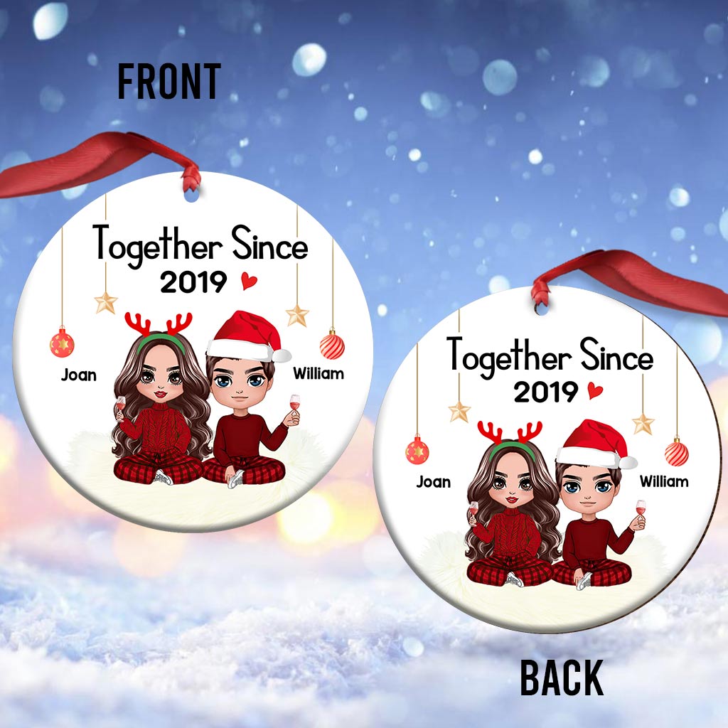 Together - Personalized Christmas Couple Ornament (Printed On Both Sides)