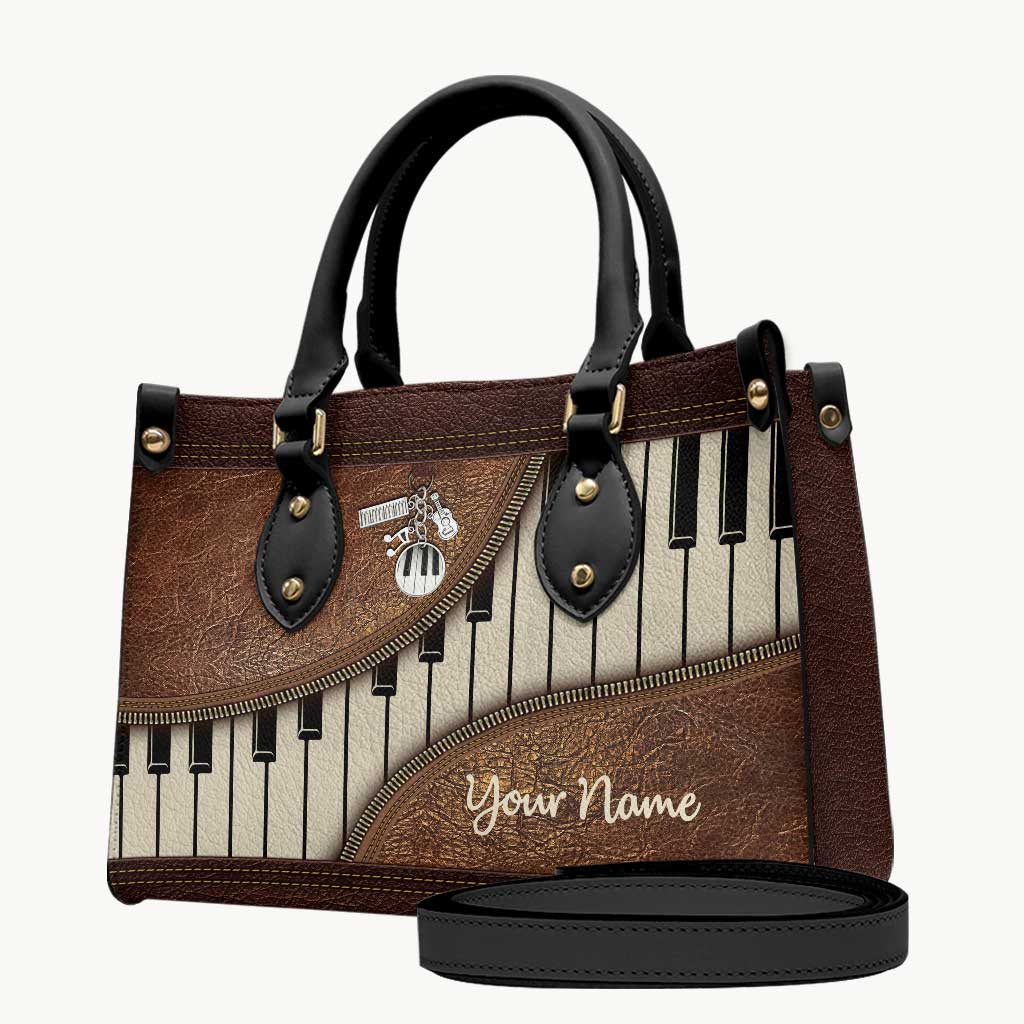 Music Is My Life - Personalized Piano Leather Handbag & Luggage Cover