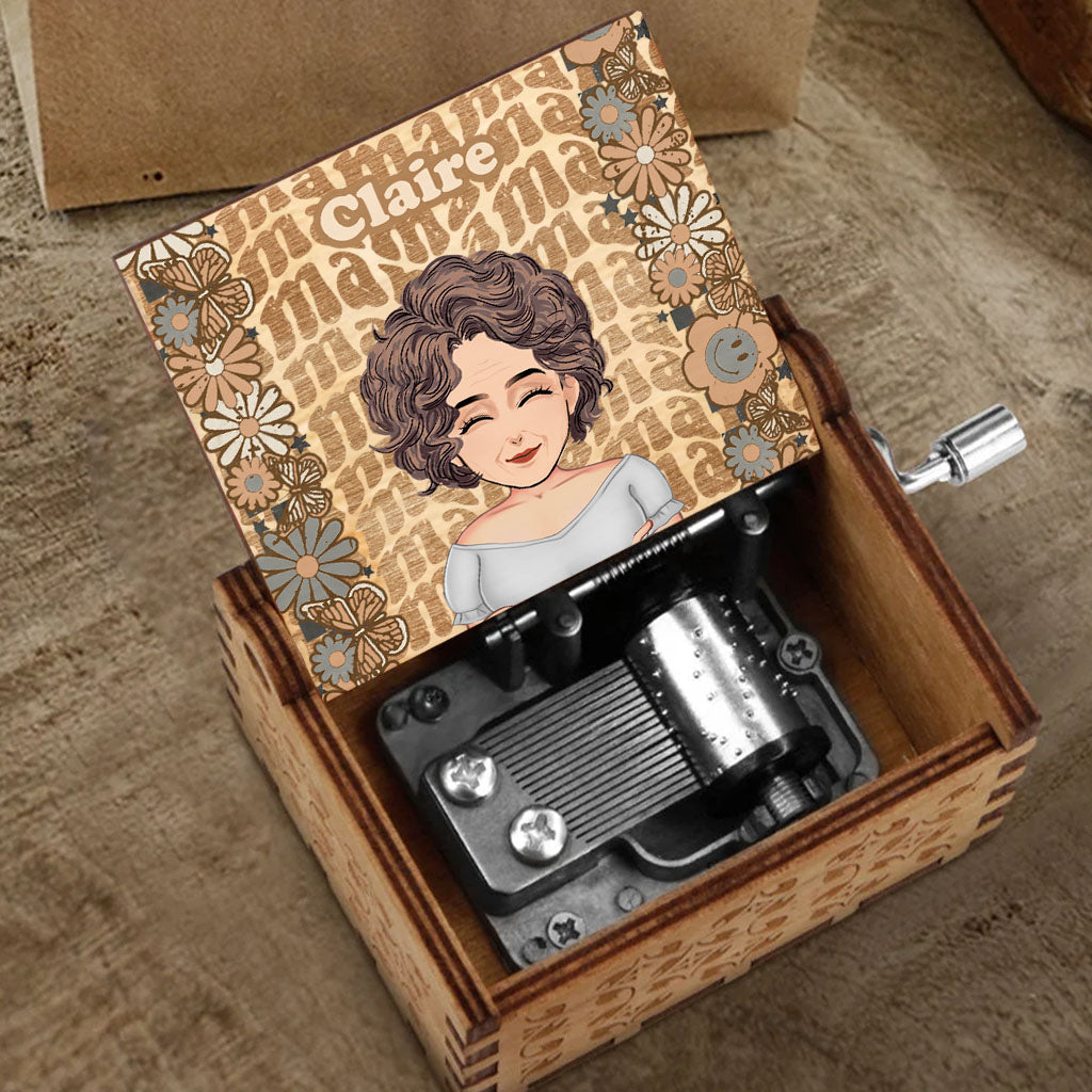 Retro Mama Mom Custom Personalized Mother's Day Hand Crank Music Box