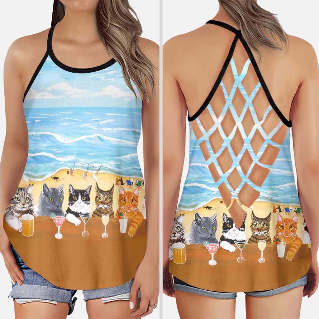 Discover Summer On The Beach - Cat Cross Tank Top