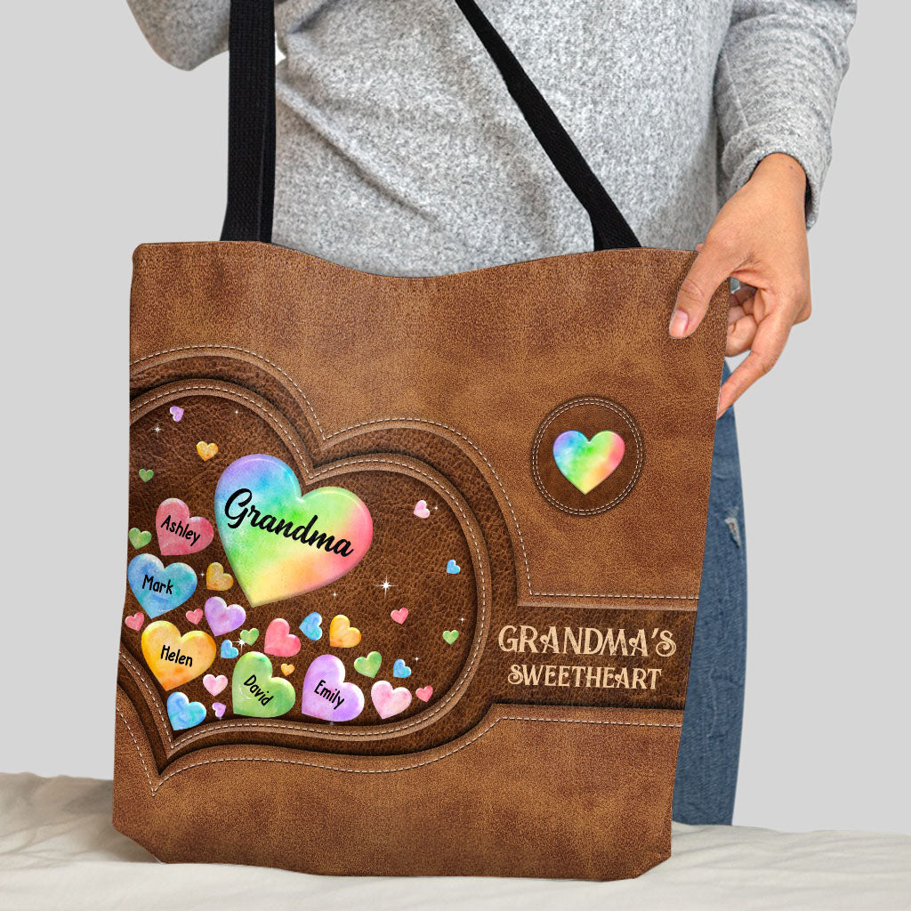 Colorful Heart Of Grandma Mother - Gift for grandma, grandma, mom - Personalized Tote Bag