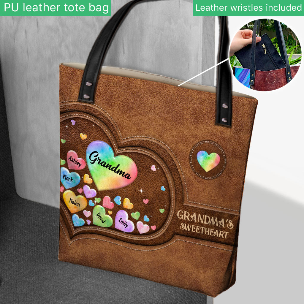 Colorful Heart Of Grandma Mother - Gift for grandma, grandma, mom - Personalized Tote Bag