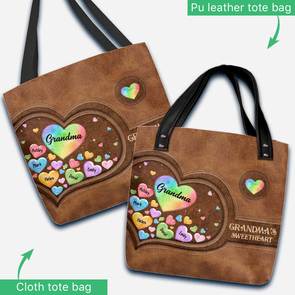 Colorful Heart Of Grandma Mother - Gift for grandma, grandma, mom - Personalized Tote Bag