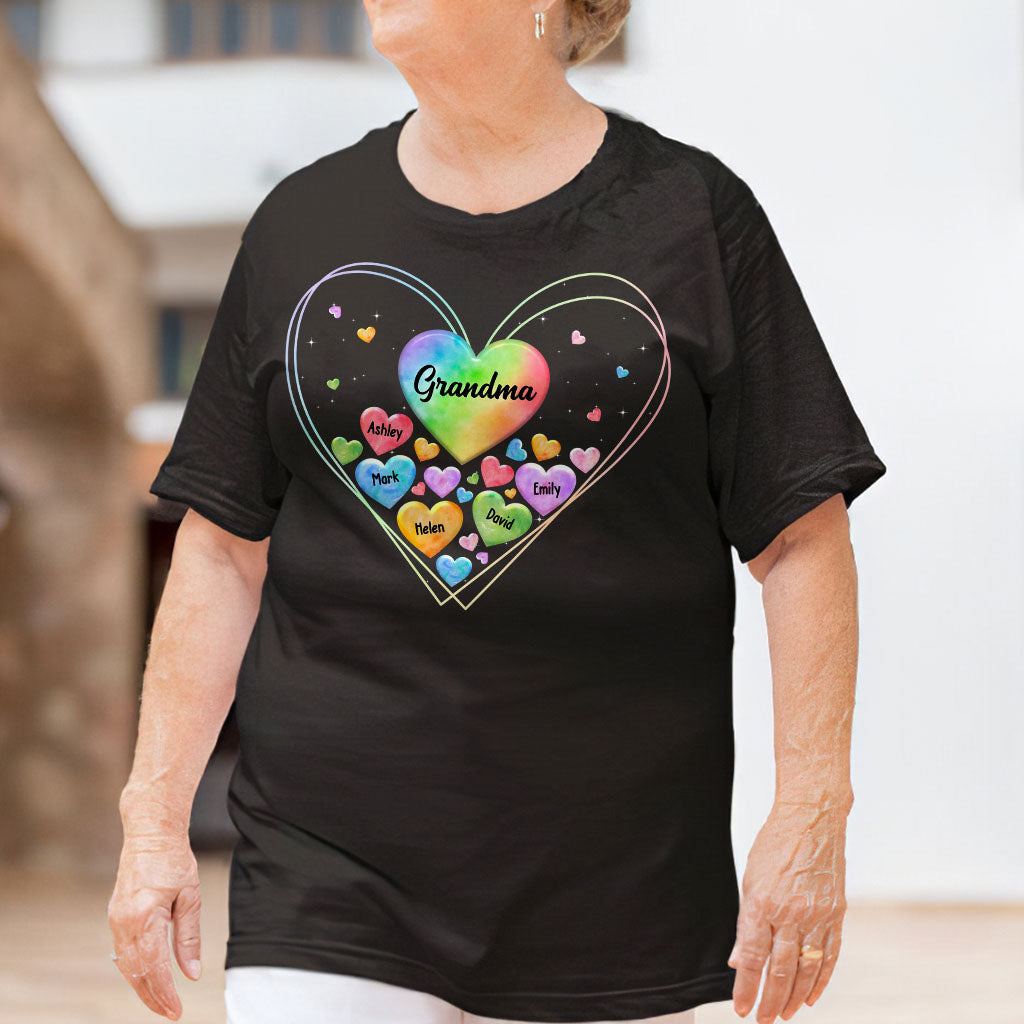 Colorful Heart Of Grandma Mother - Gift for grandma, grandma, mom - Personalized T-shirt And Hoodie