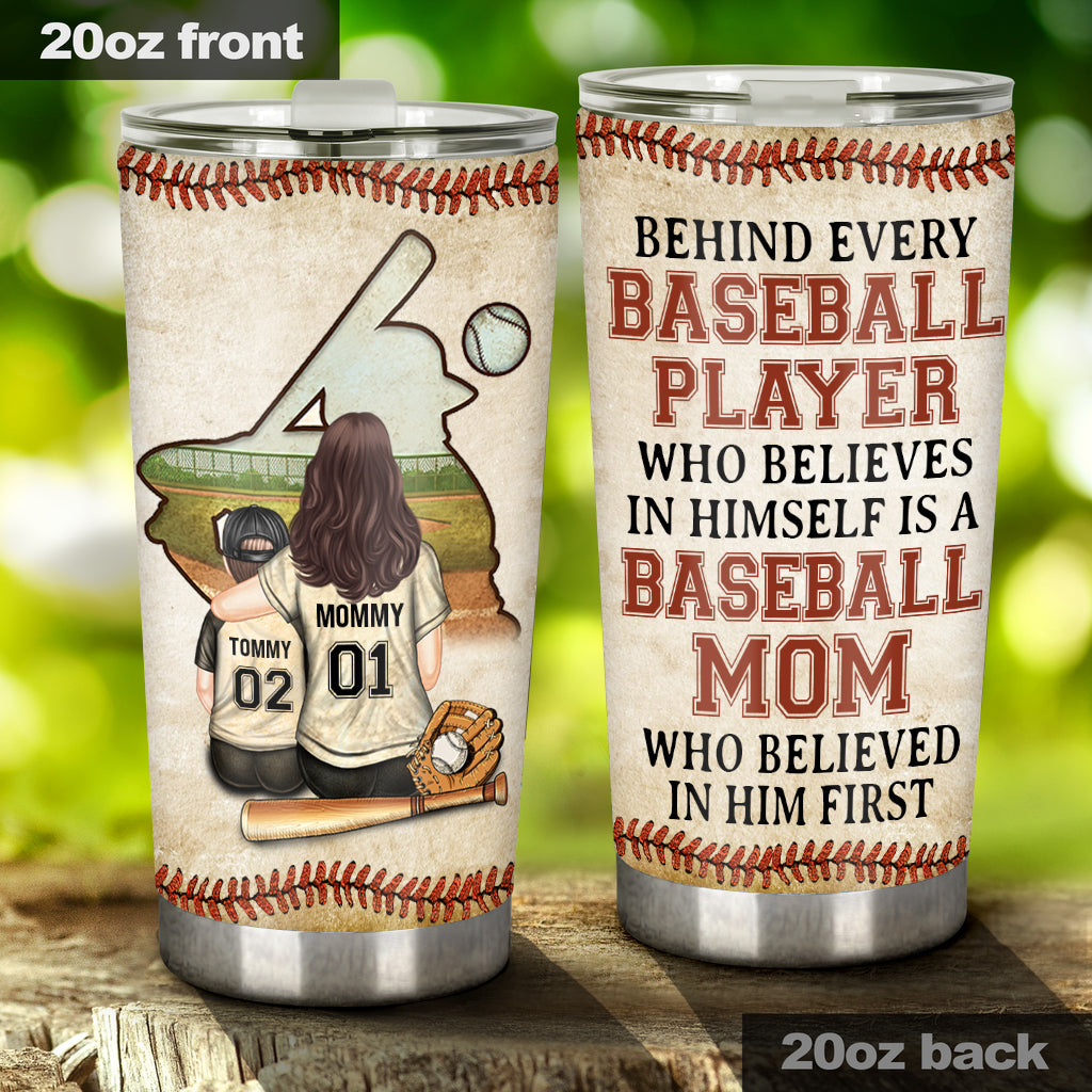 Behind Every Baseball Player - Personalized Baseball Tumbler