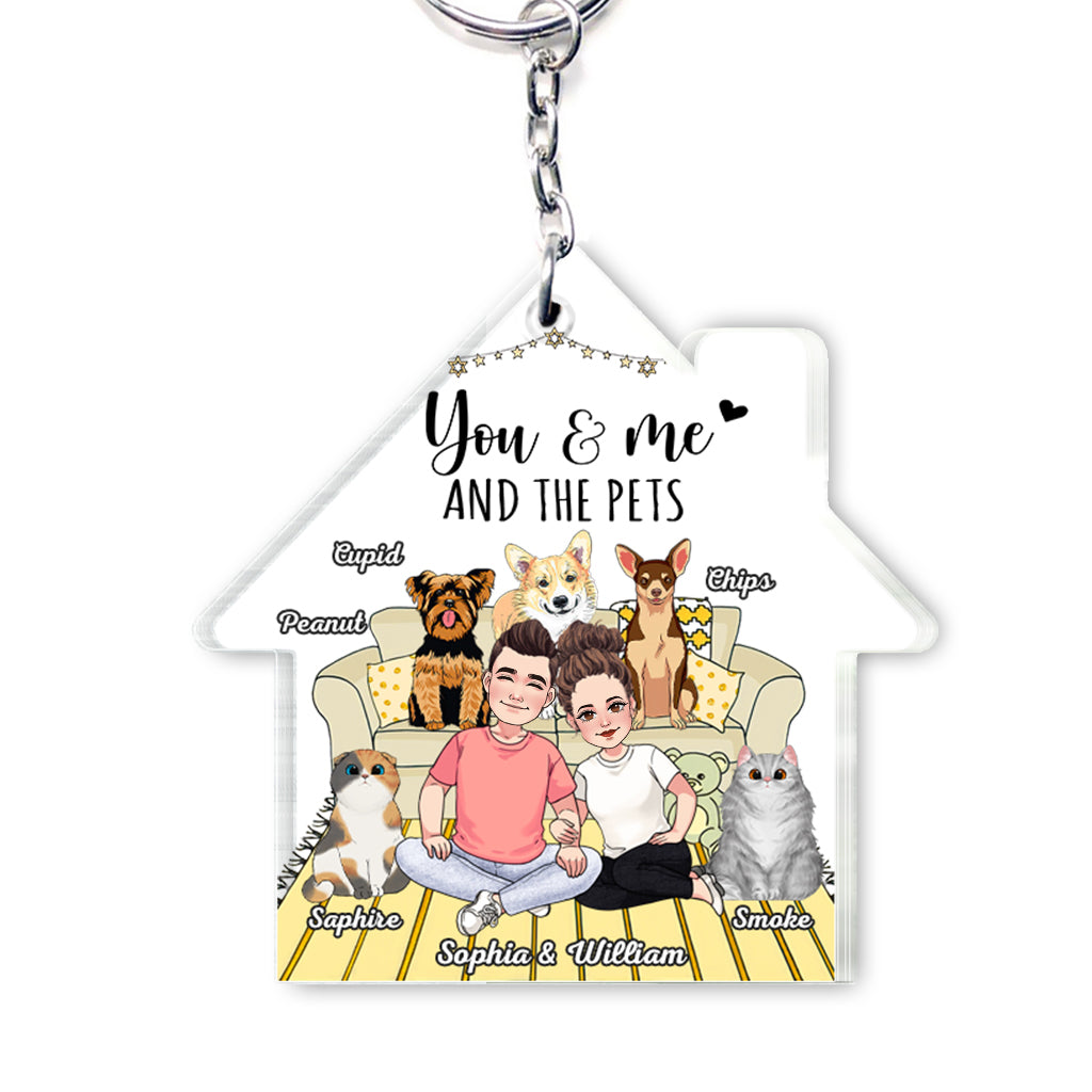 You And Me And The Dogs - Personalized Dog Transparent Keychain