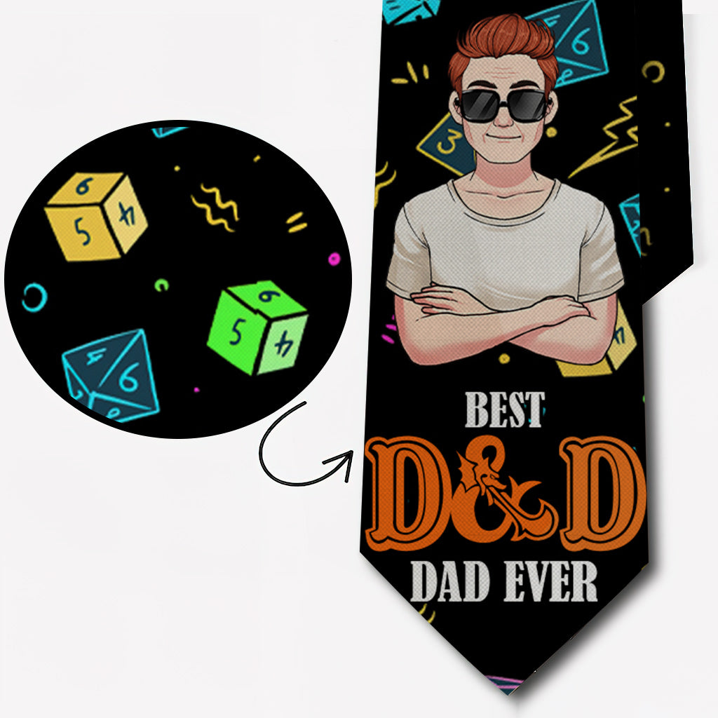 Best D&D Dad Ever - Personalized RPG Necktie