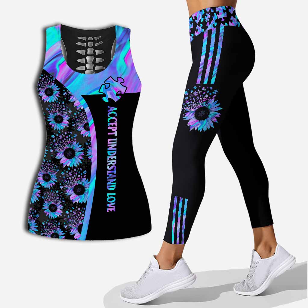 Discover Accept Understand Love - Autism Awareness Leggings And Hollow Tank Top