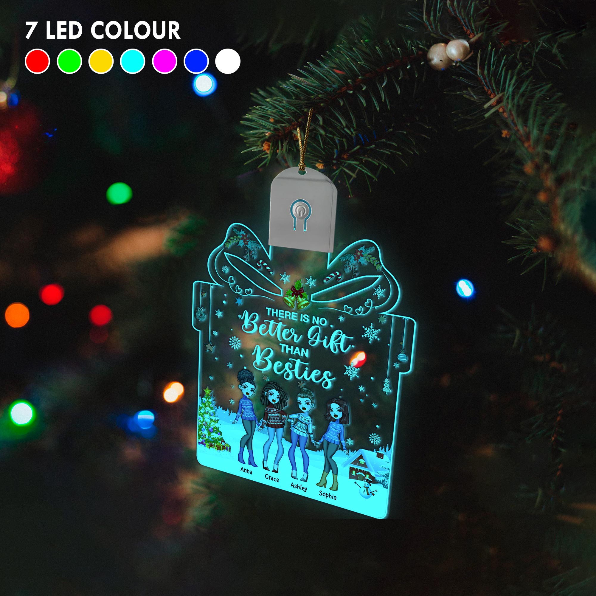 There Is No Better Gift Than Besties - Personalized Christmas Bestie Shaped Led Acrylic Ornament