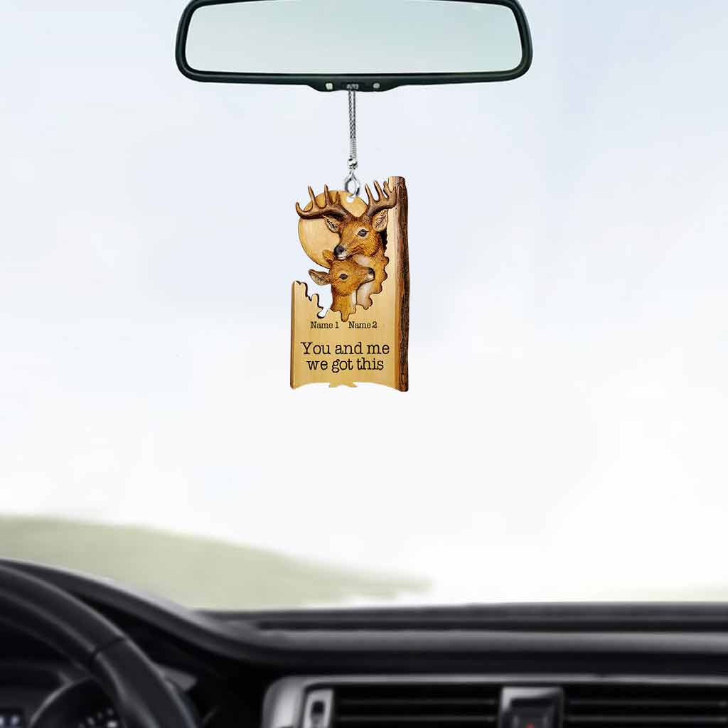 Lovely Buck And Doe - Personalized Hunting Car Ornament, Acrylic Car Hanger