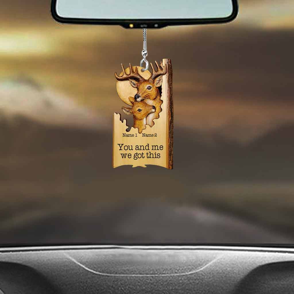 Lovely Buck And Doe - Personalized Hunting Car Ornament, Acrylic Car Hanger