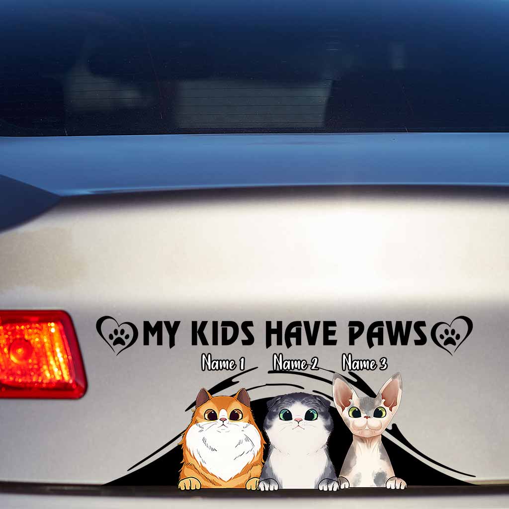 Discover My Kids Have Paws - Personalized Cat Decal