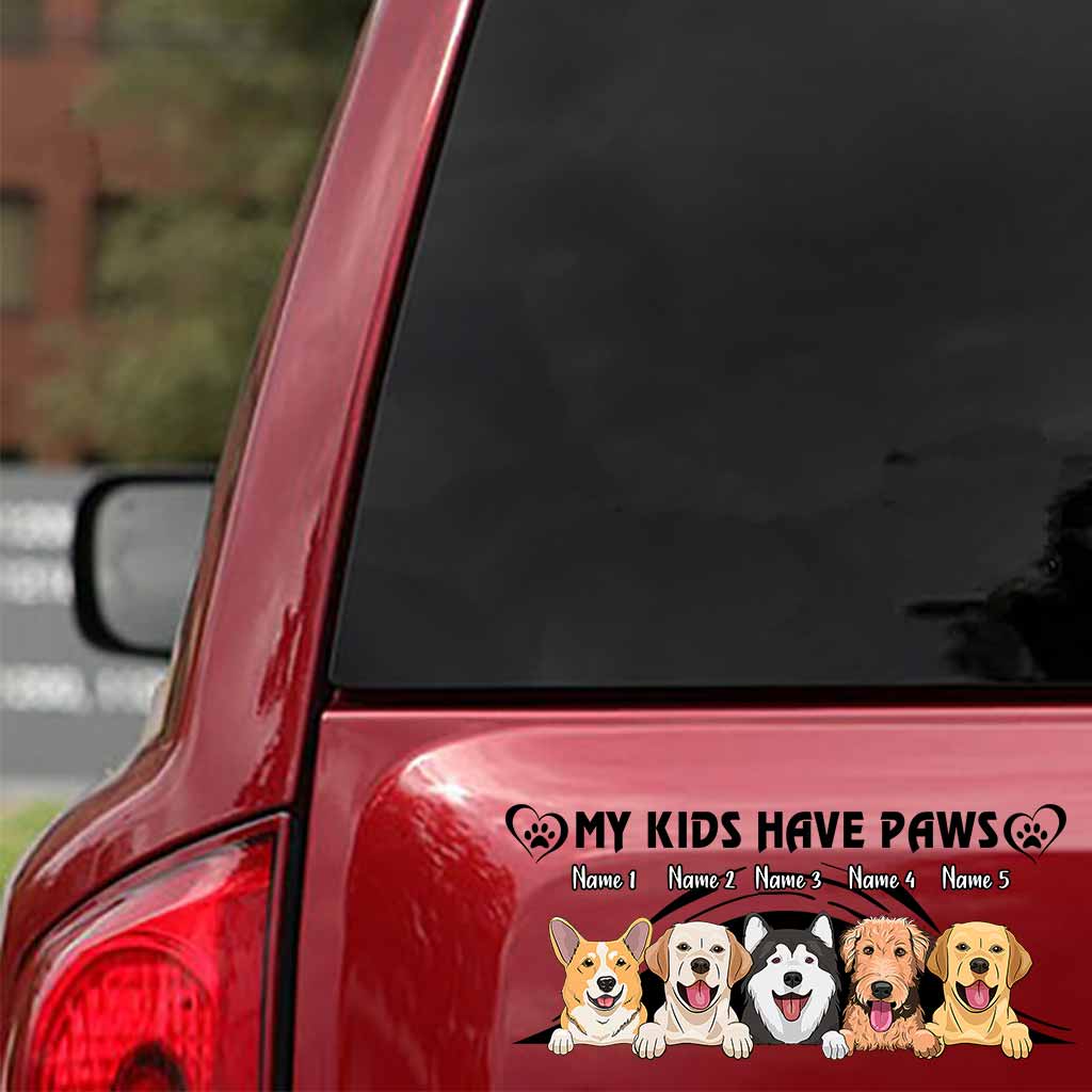 My Kids Have Paws - Personalized Dog Decal Full