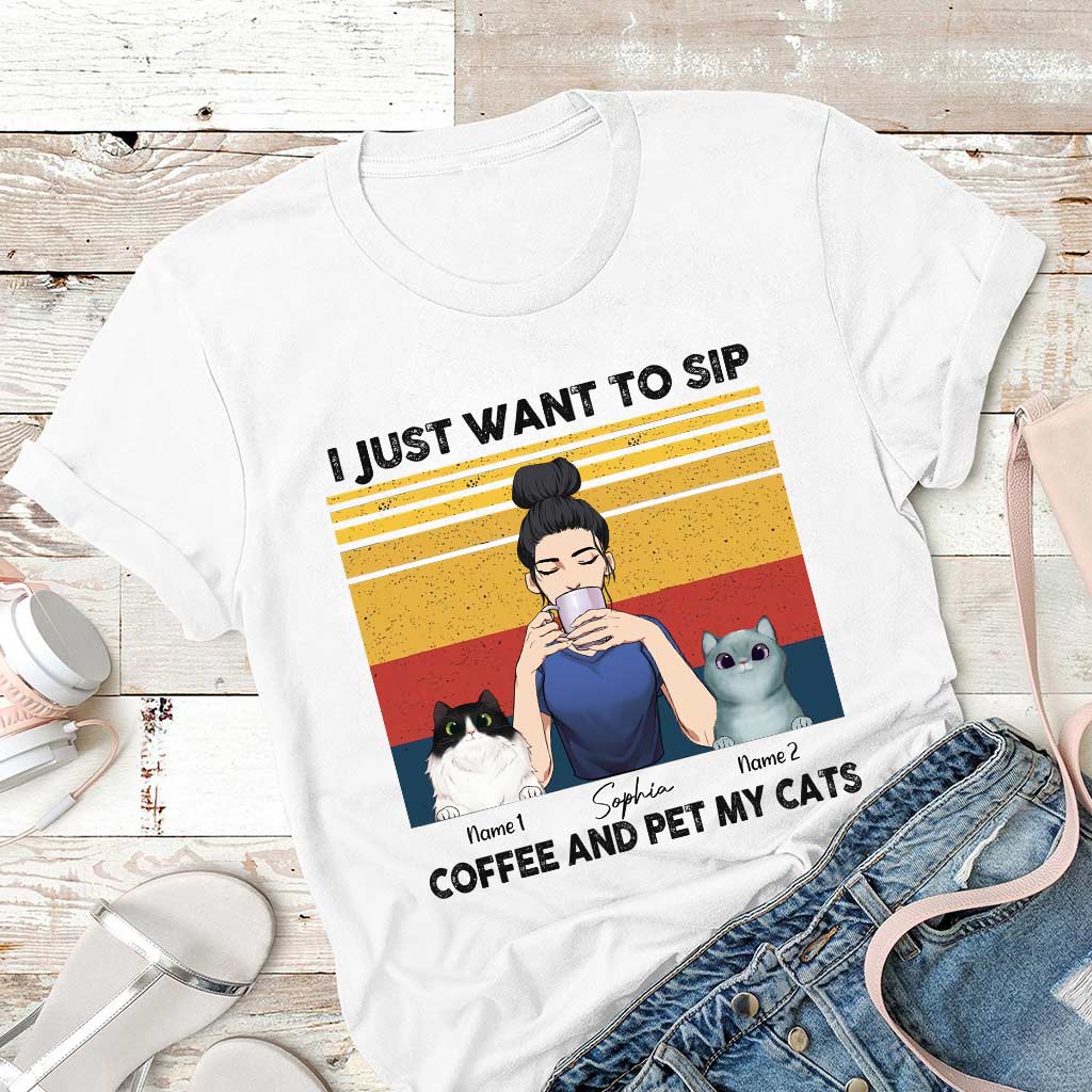 Cat Mom Coffee - Personalized Cat T-shirt and Hoodie