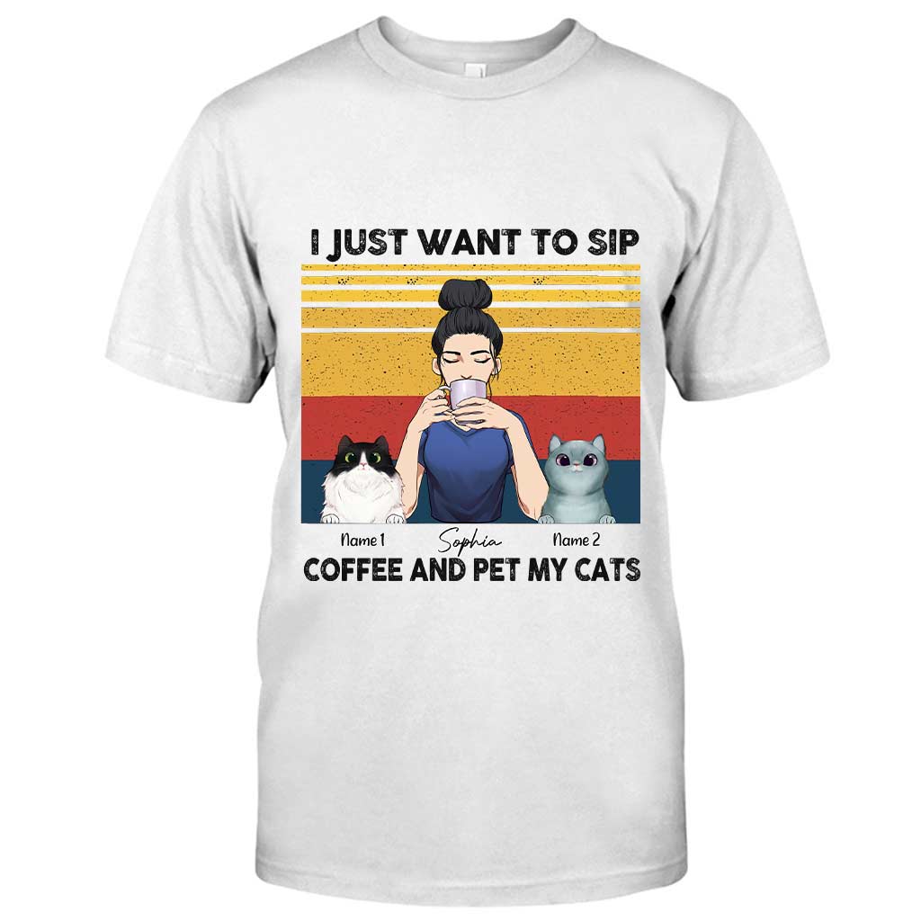 Cat Mom Coffee - Personalized Cat T-shirt and Hoodie