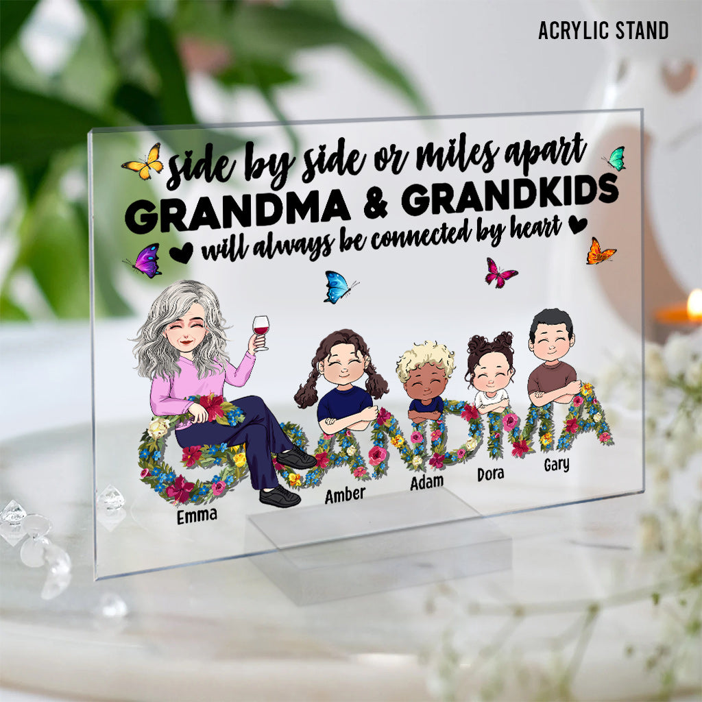 Always Be Connected By Heart - Personalized Mother's Day Grandma Transparent Acrylic Plaque