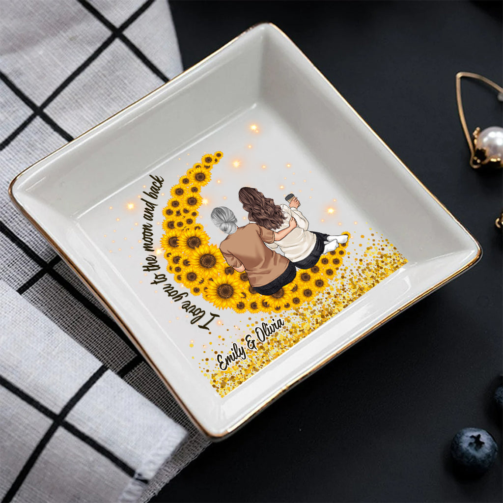 I Love You To The Moon And Back - Personalized Mother's Day Mother Jewelry Dish